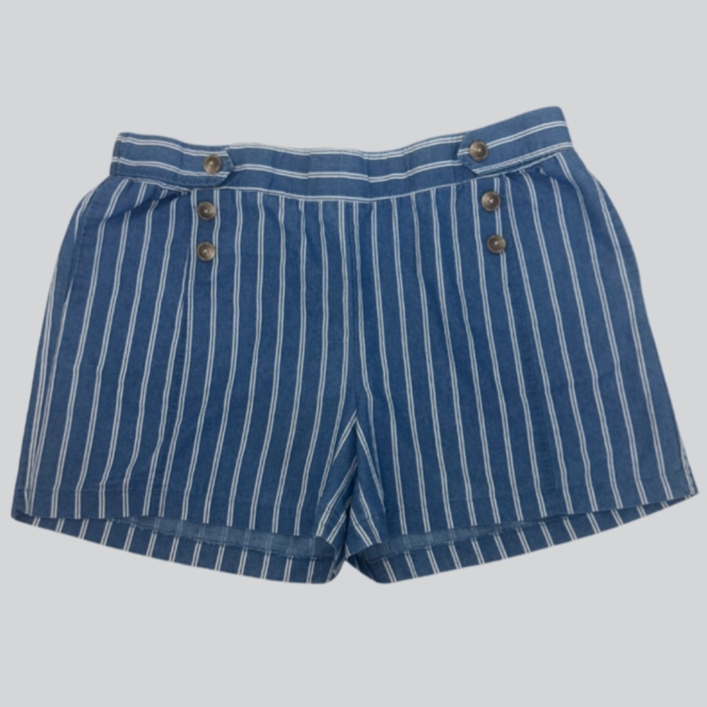Robert Louis Striped Elastic High Waist Shorts